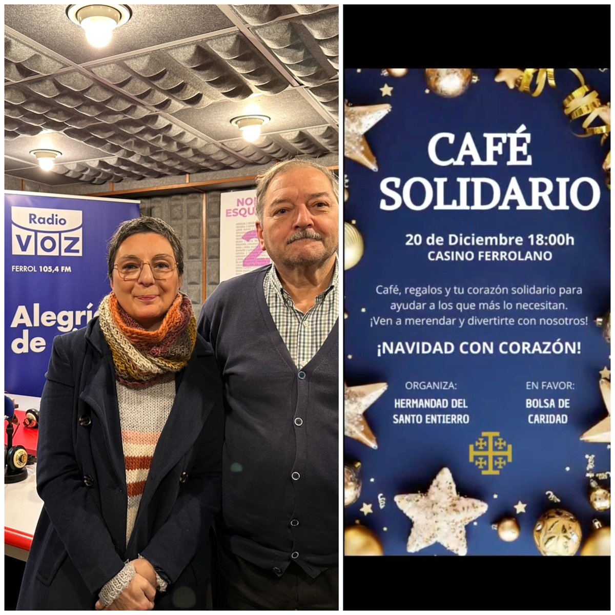 RadiovozFerrol's tweet photo. 🔵Vuelve el Café Solidario del Santo Entierro en Ferrol el 20 de diciembre con el lema "Solo le ponemos corazón"
TE LO CONTAMOS AQUÍ🔴https://t.co/nyd9FpDUhU https://t.co/qxqbtUyWxL