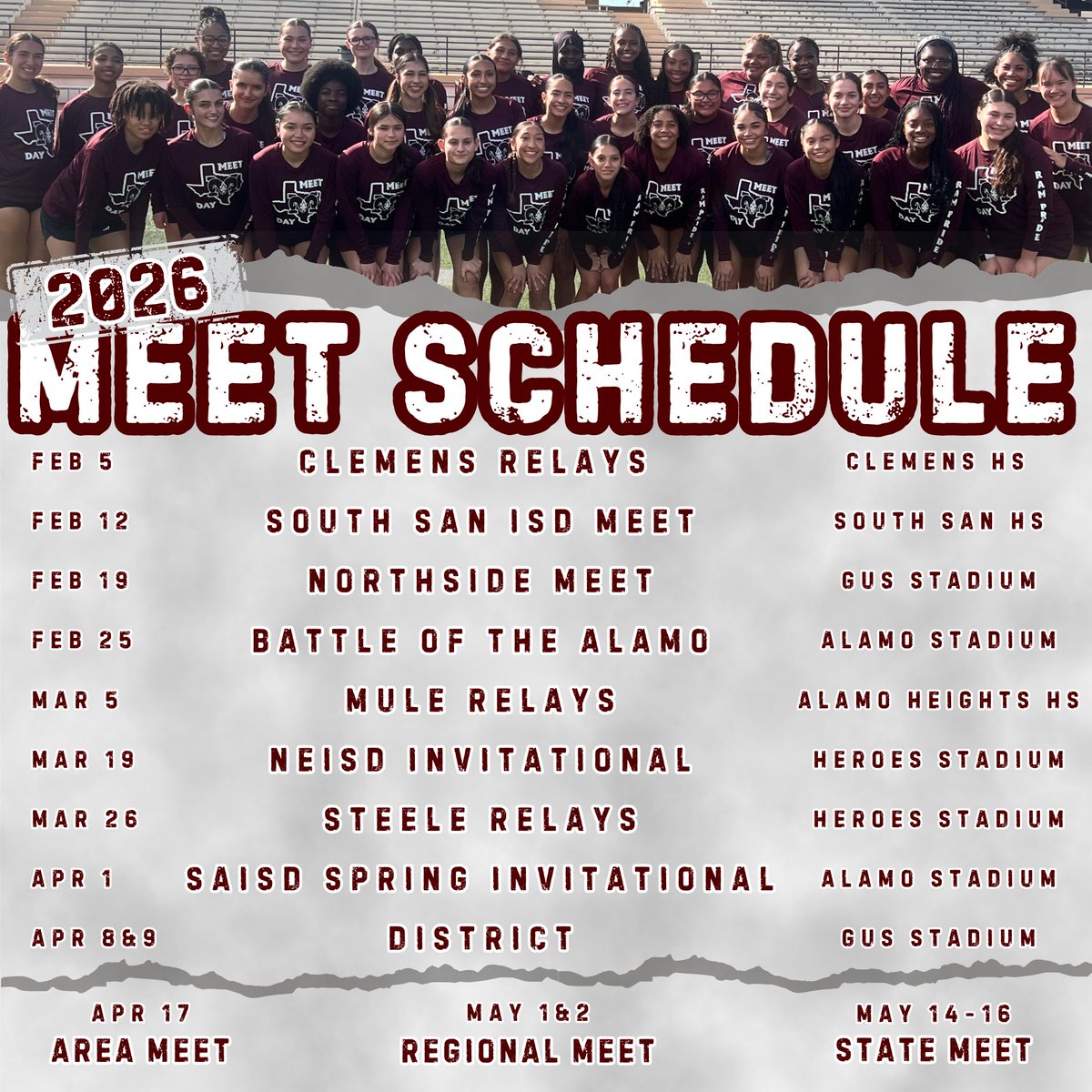 2026 Track &amp; Field Schedule! 🐏🏃🏽‍♀️
#RamPride #RamFamily