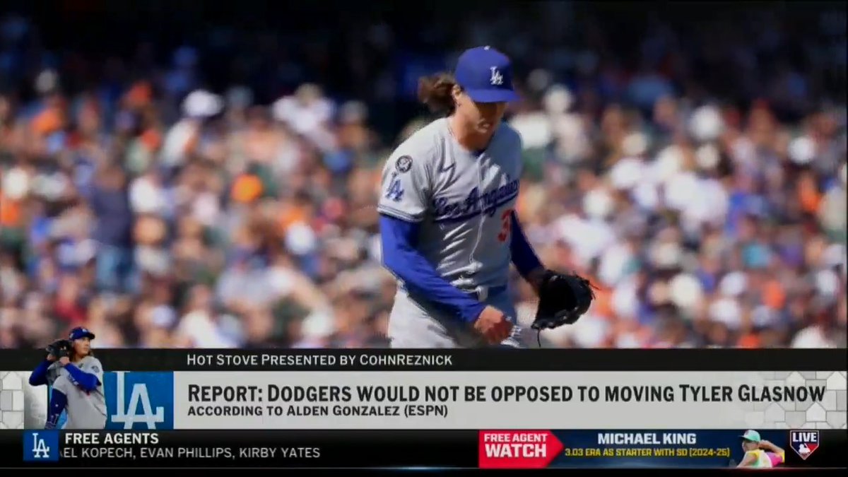 The Dodgers "would not be opposed" to moving Tyler Glasnow, per reports.
#MLBNHotStove reacts.