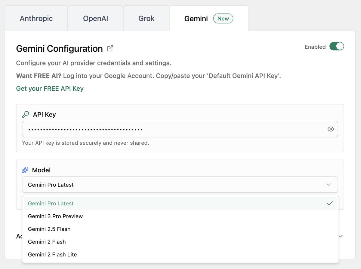 wp_snippets_ai's tweet image. Download WP Snippets AI plugin for WordPress free and enjoy free AI with Google Gemini. wpsnippets.ai

wordpress plugin ai snippets anthropic claude gemini openai gpt-5.2 gpt-5 gemini3 opus 4.5 haiku grok