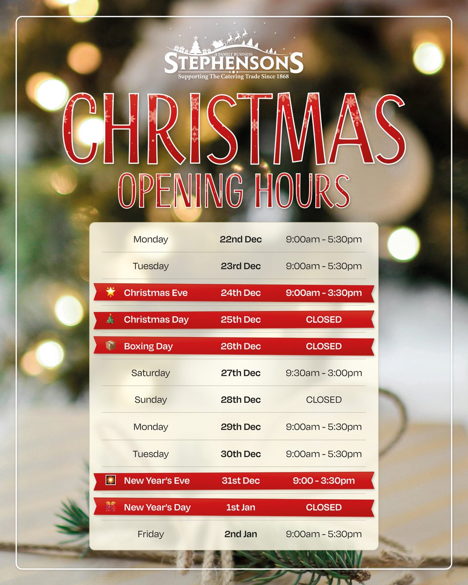 See our Christmas opening hours to make sure you have everything you need over the busy festive period! 🎅🏻