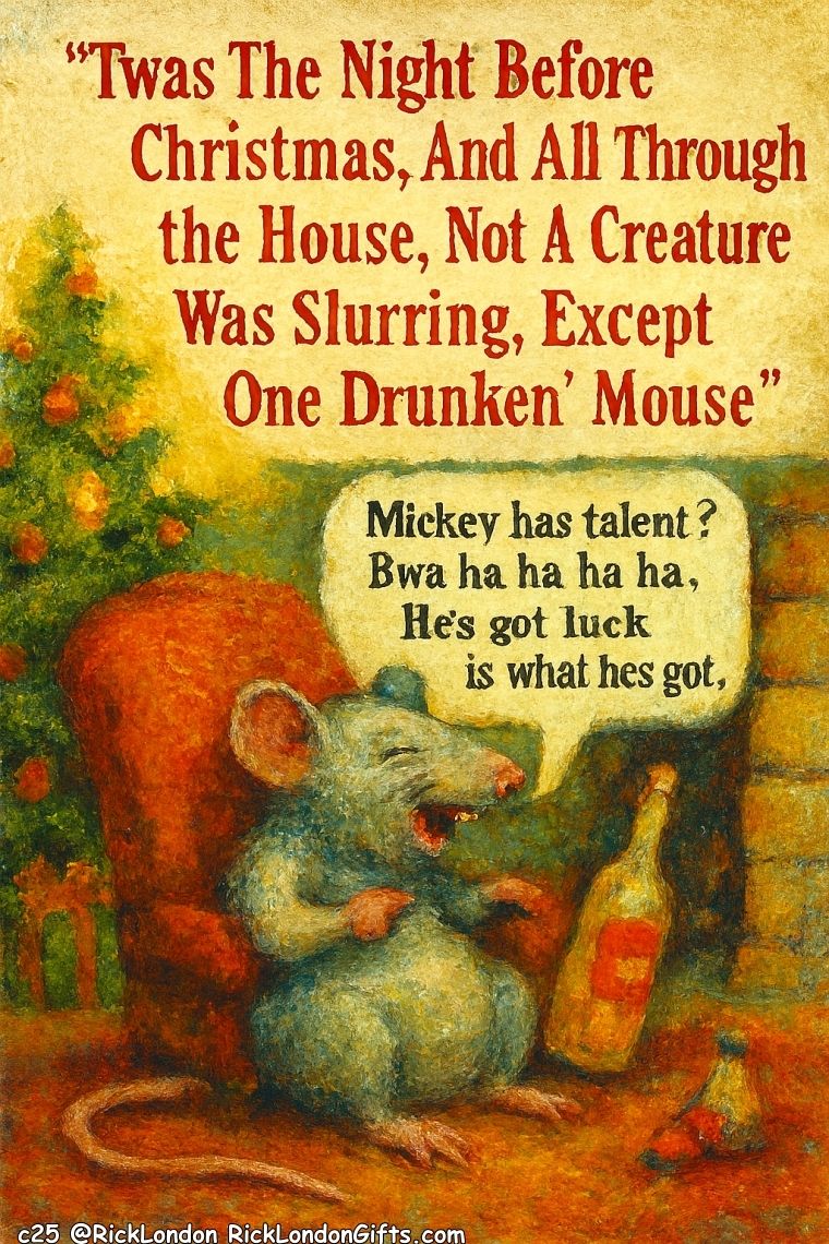 ricklondon's tweet image. 🎅🐭 "'Twas the night before Christmas... and one mouse was slurring! 🍾😂 This festive rascal’s got opinions, a bottle, and zero chill. 🎨 Rockwell vibes + watercolor chaos = holiday perfection. 🎁 👉 #FunnyChristmas #HolidayHumor #mice #alcohol #drunk tinyurl.com/RLondonHoliday…