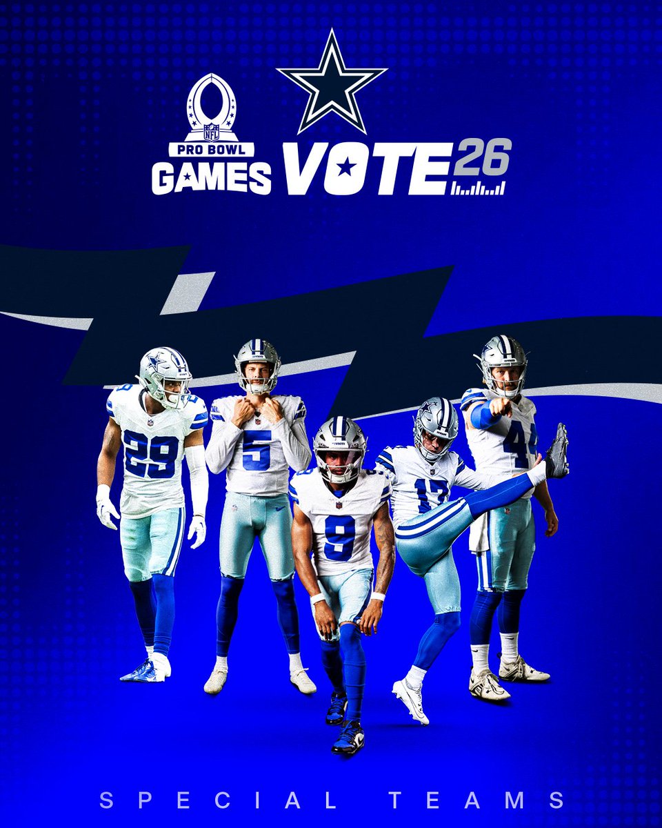 🔄 Repost to #ProBowlVote for the specialists 📨
@Brandon_Aubrey
@tsieg58
@KaVontaeTurpin
#BryanAnger
#CJGoodwin