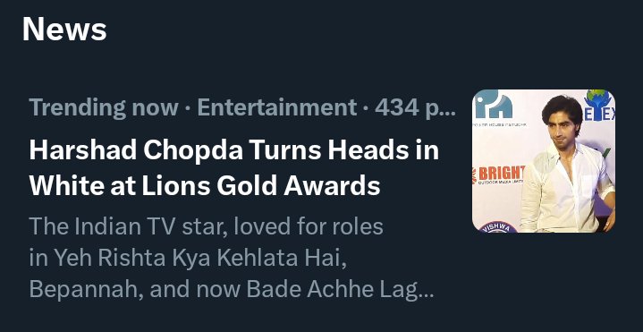 Trending news !!

#LionsGoldAwards 
#HarshadChopda

HC AT LIONS GOLD AWARDS