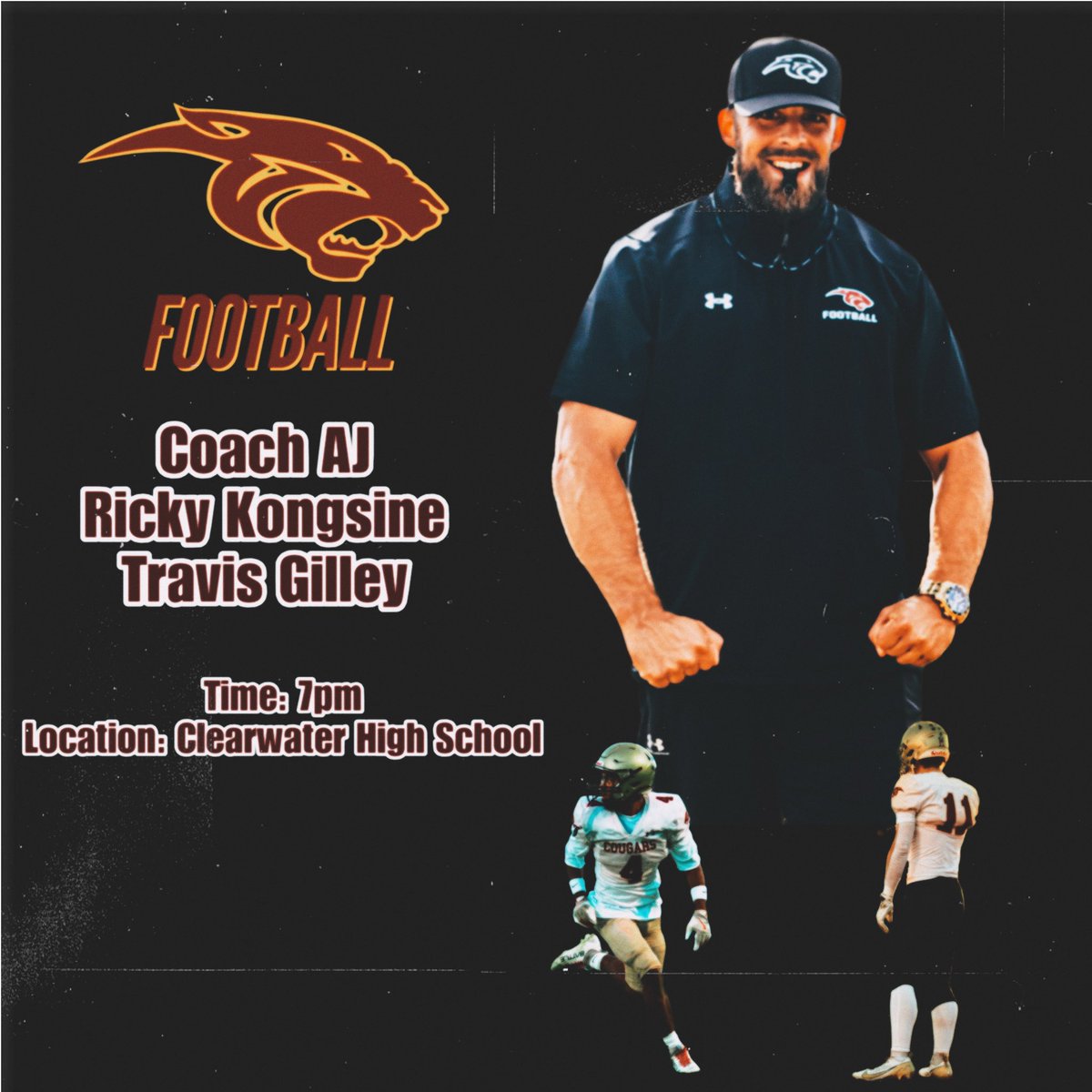 Proud of our 2 Senior All-Stars Ricky Kongsine and Travis Gilley, along with our Head Man Coach Sattinger!
Represent Countryside with pride tonight!
7pm Kickoff at Clearwater HS
#North #BEST