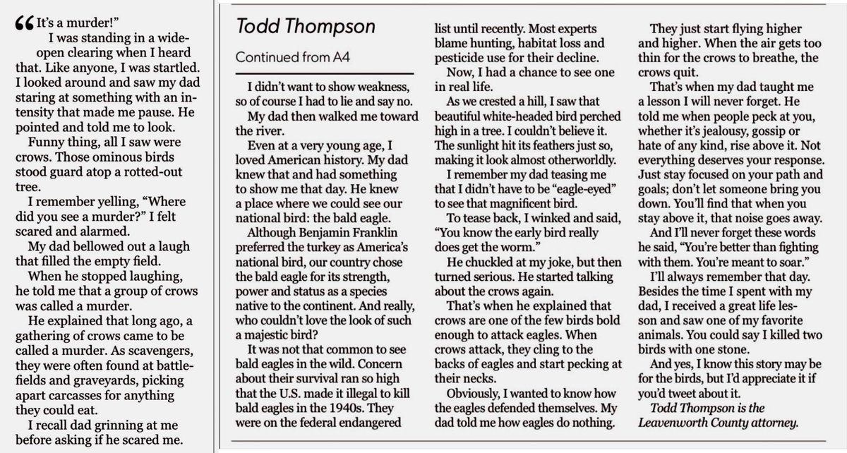 toddgthompson's tweet image. Some of you may think my stories are for the birds, but I really appreciate those who take the time to read and comment on them. I hope you enjoy this one!  #eagles #crows
facebook.com/share/175aYS8U…