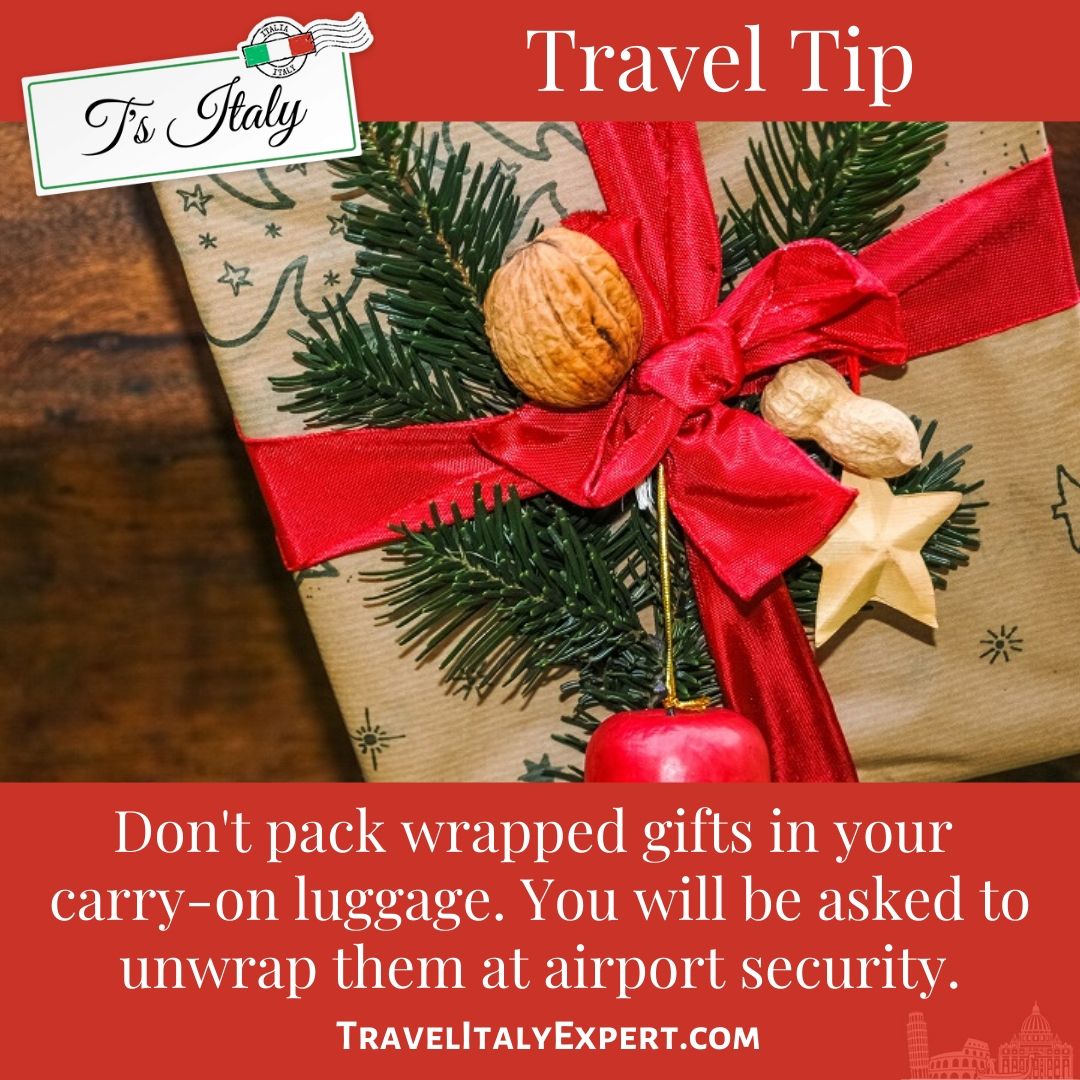 TeresaTomeo's tweet image. #TravelTip: Don't bring wrapped gifts in your carry-on luggage! Security will make you unwrap them. If you are traveling in the U.S. consider mailing your wrapped gifts to your destination ahead of time.

travelitalyexpert.com/travel-tips/

#travel #travelcoach #Christmas
