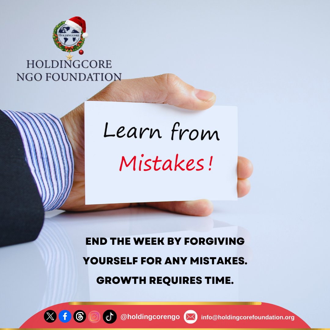 Holdingcorengo's tweet image. Every error is an invaluable lesson disguised as a loss.

#LearnFromMistakes #HoldingcoreEMPFoundation #GrowthMindset #Resilience #InvaluableLessons