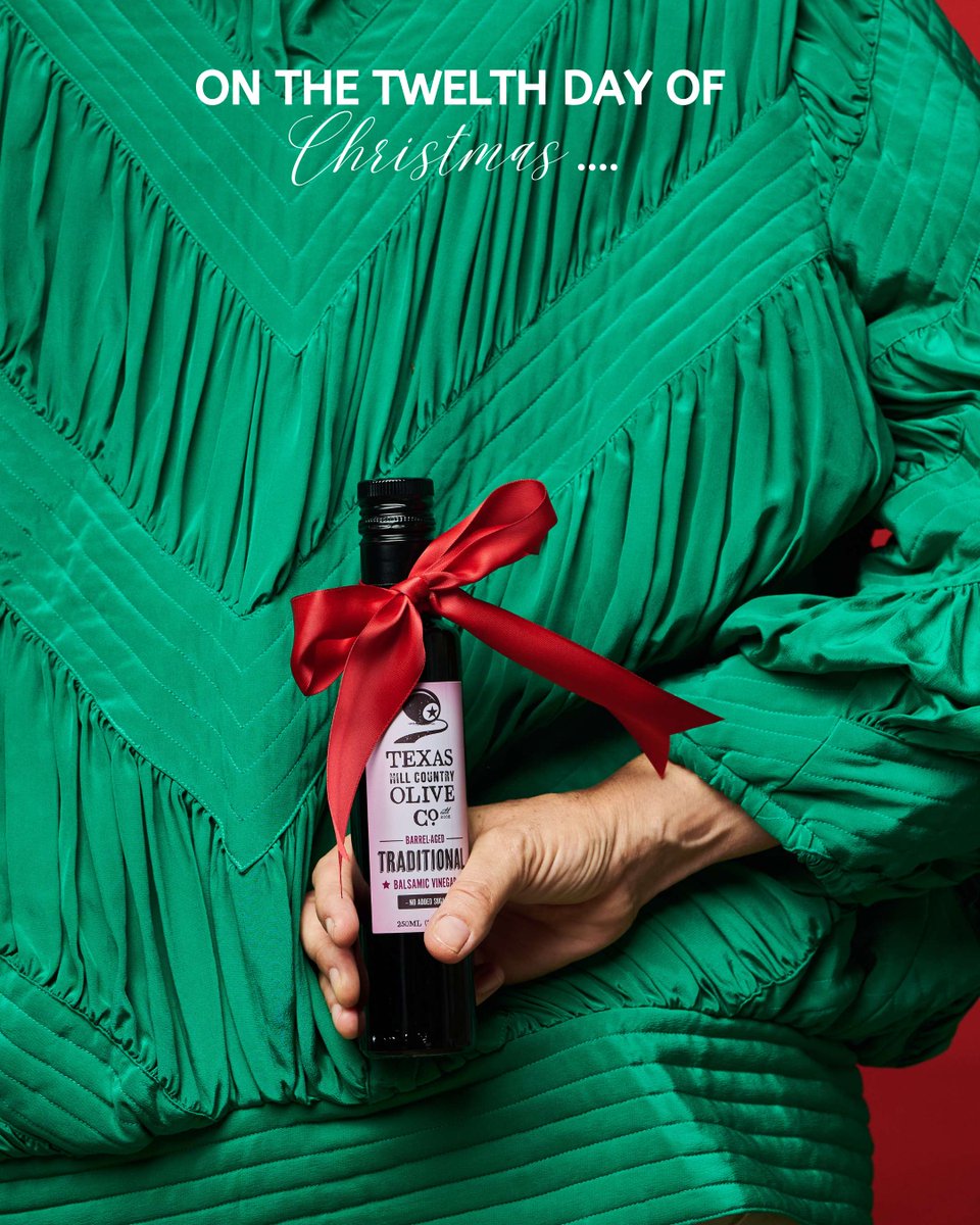 Caption: 🎁 Finale – Day 12! 🎁 We saved the best for last. Spend $150+ today and receive a 250ml Traditional Balsamic Vinegar 🍇✨

Thank you for celebrating our 12 Days of Gifting —  Which gifts where your favorite? Cheers to flavor-filled holidays! 💚 (first 200 people)