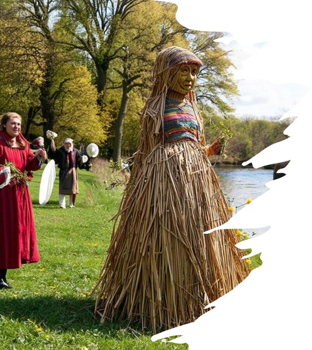 DrSamGeorge1's tweet photo. MARZANNA (MORANA) In Slavic folklore in winter, an effigy of Marzanna is carried by children through the village, then cast into the river. It is not merely a ritual, it is a symbolic exorcism of winter, a summoning of spring. She is winter personified & so is drowned or burned for the new season #GothicYuletide