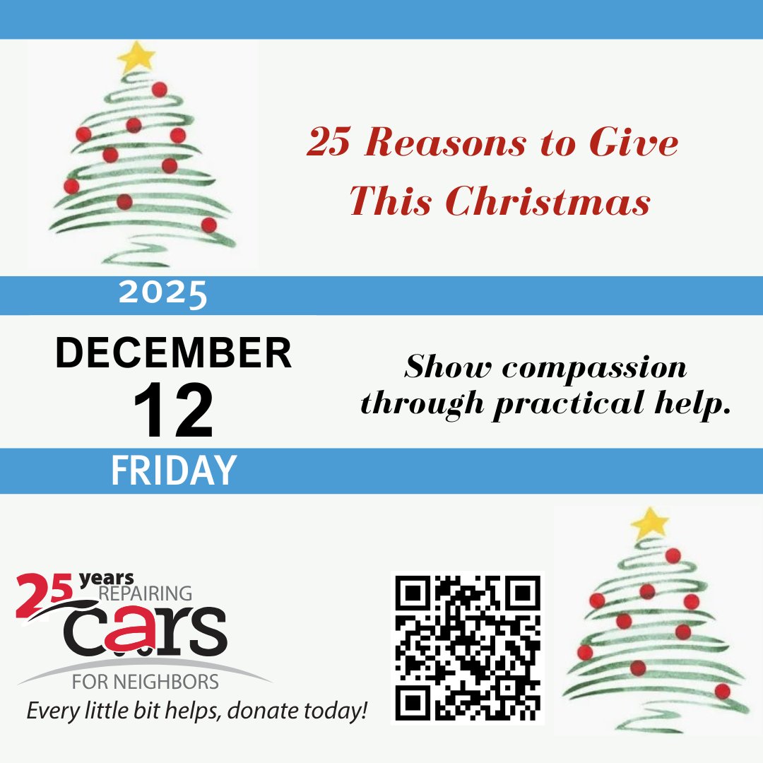 CarForNeighbors's tweet image. 25 Reasons to Give — Reason #12: Show compassion through practical help. Every single donation, big or small, delivers crucial support and sparks real hope. 🚗✨ Give now: bit.ly/3P3OqmK  

#GiveHope #ReasonsToGive #HandUp #TogetherWeCan