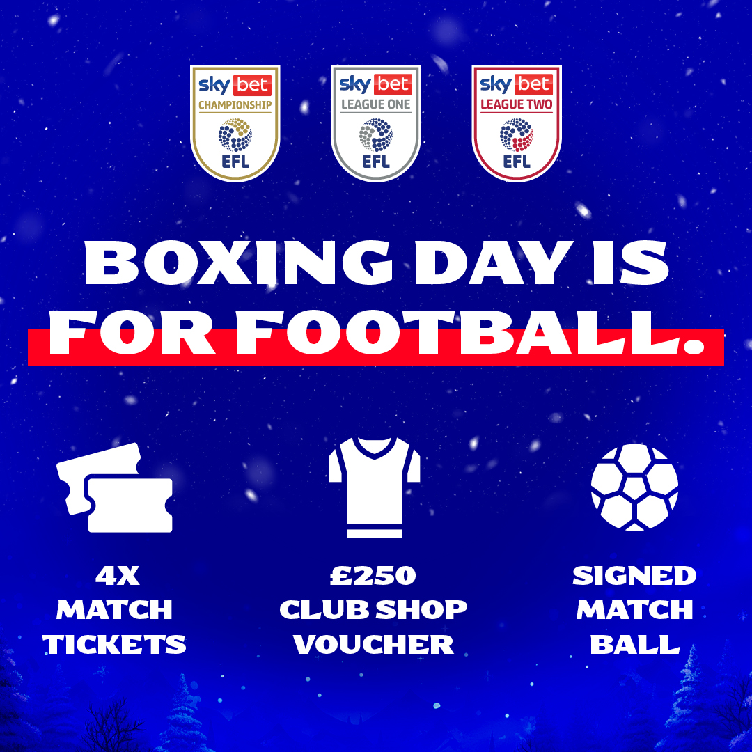 Boxing Day means one thing: Football. 

Make the day a memorable one, with match tickets, a voucher for the club shop and signed match ball all up for grabs 🎅🎁 ENTER HERE: bit.ly/4oCzhrv 

T&amp;C's apply.