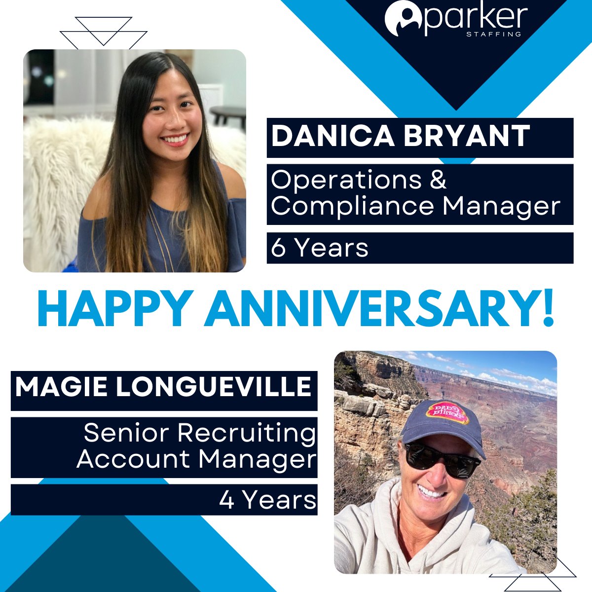 Parker Staffing is excited to celebrate two incredible team members in the month of December!

Danica and Magie, we are so grateful for the hard work, commitment, and heart both of you bring to Parker every day! Here’s to many more milestones!

#EmployeeAppreciation