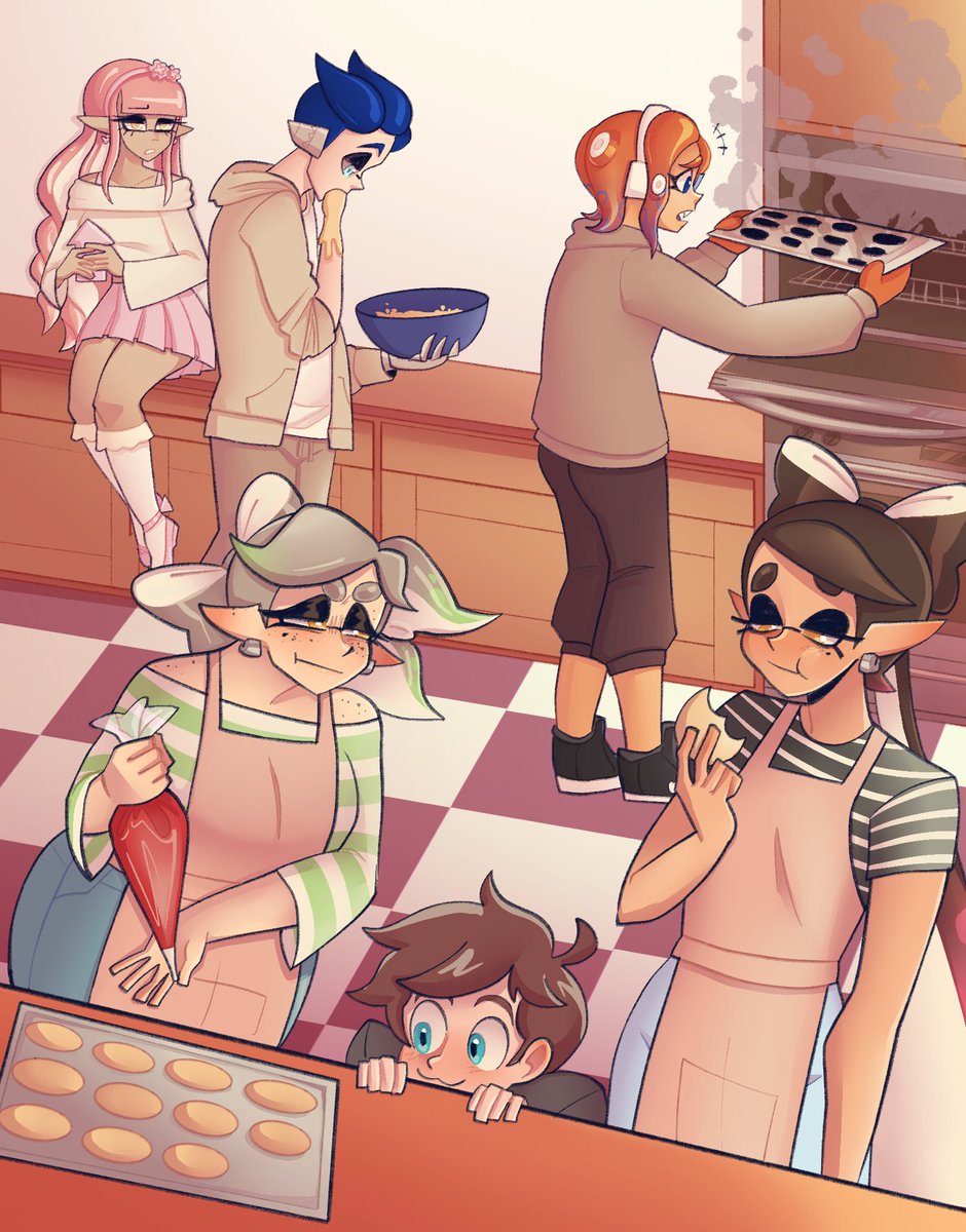 MaddeningTrash's tweet photo. Baking holiday cookies with the Squid Sisters https://t.co/FG4lCcglfQ