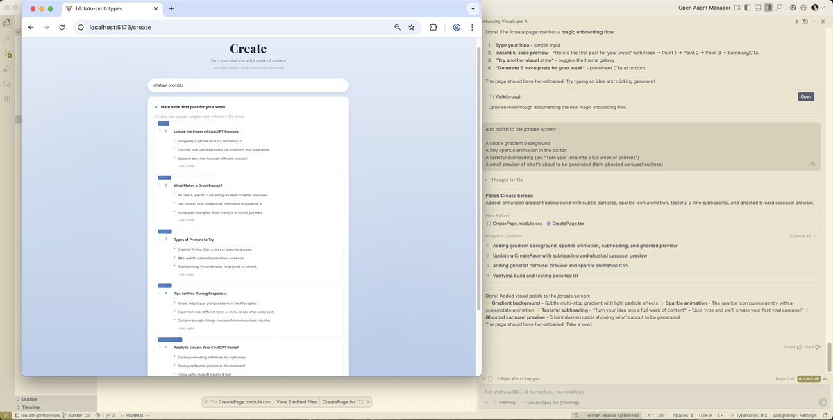 Sabrina_Ramonov's tweet image. I spent hours comparing Lovable vs Google Antigravity for frontend prototyping 🥊

the choice is clear...

officially moving to Antigravity for ALL my frontend prototyping:

- way faster
- less error prone
- use mantine library
- subagent tests in Chrome

I love Lovable Cloud's…