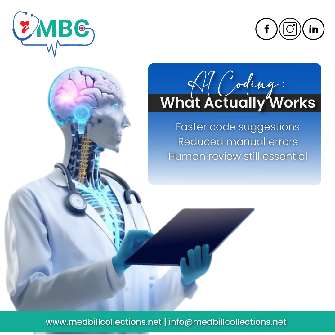 MedBillCollect's tweet image. AI speeds up coding, but oversight matters. Here’s what’s real in 2025.

📩 info@medbillcollections.net
📷 medbillcollections.net

#medbillcollections #AICoding #aiassistedcoding #medicalbilling #medicalcoding #HealthTech