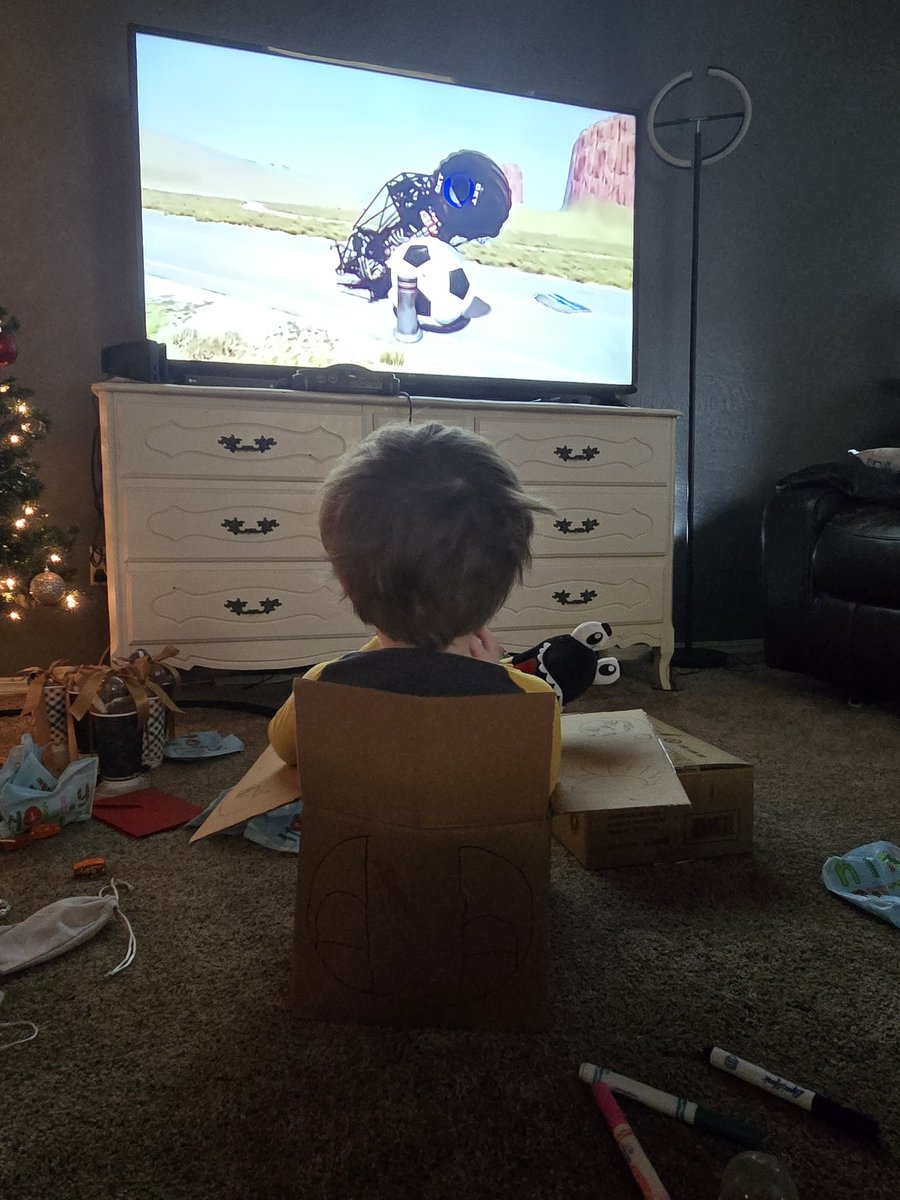 A boy, his dino, space ship and monster trucks. 

Ready for his <a href="/Claynosaurz/">Claynosaurz</a>  space journey with Jurassi-attack (what Lucas named the dino).