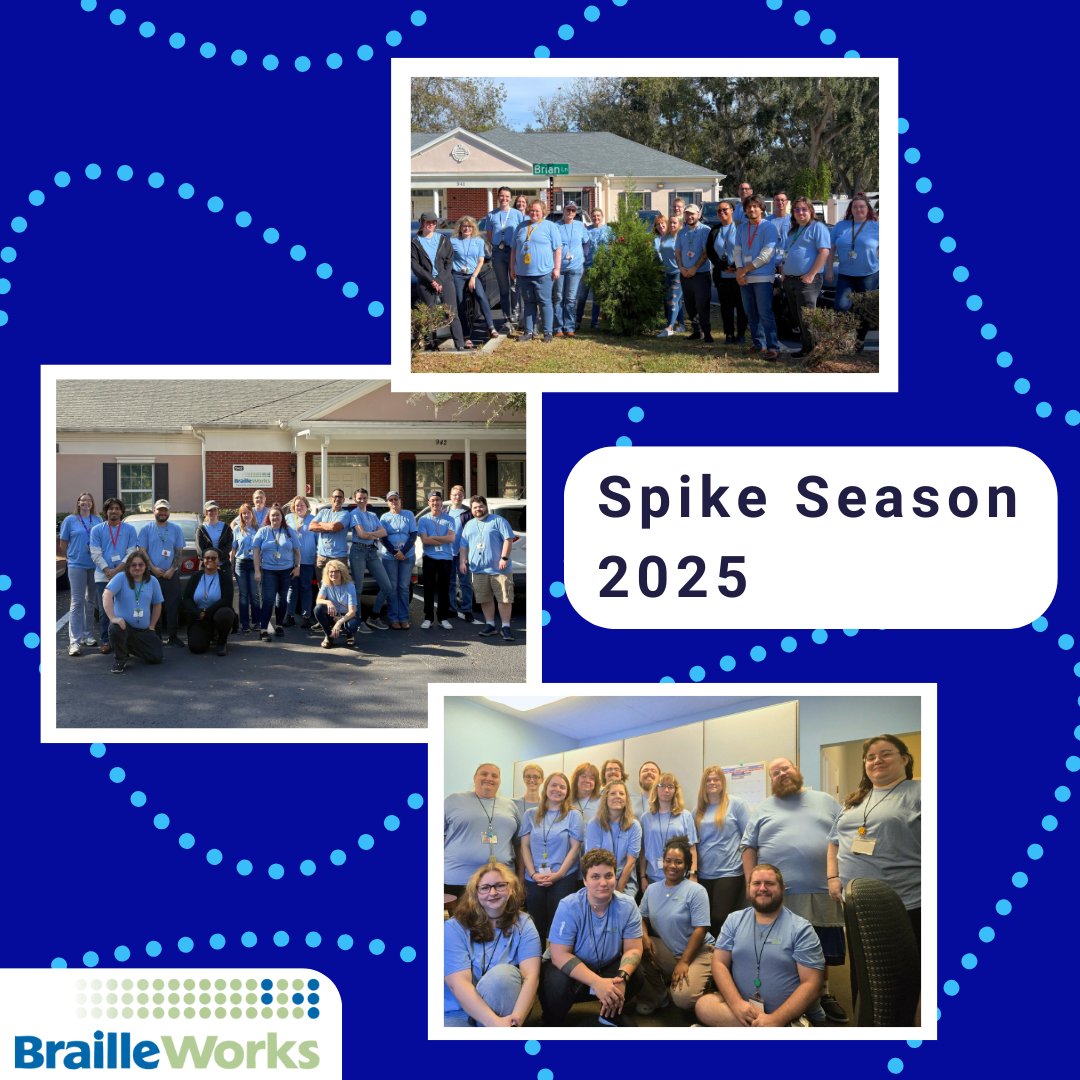 It's the most wonderful time of the year!
 
We are in spike season, which means our team is pushing through its busiest months.
 
To celebrate all of their hard work behind making accessible documents, we decided to wear our matching "Spike Season" Braille Works t-shirts.