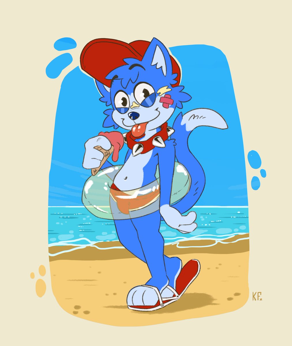 Beach time!! 🏖️🧴

An art trade that happened at the moment with <a href="/dekocat98/">Deko cat</a>