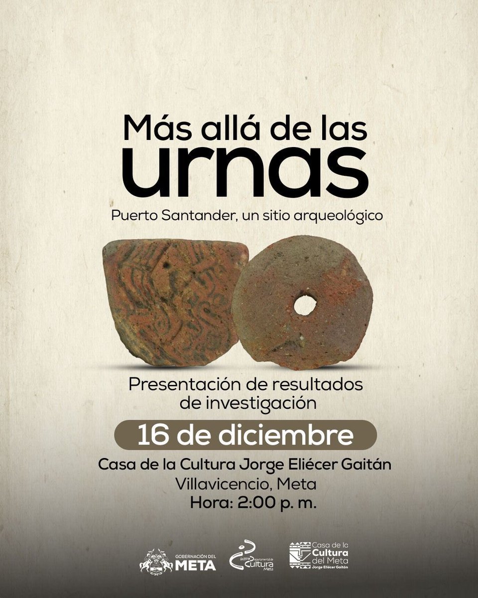 Más allá de las urnas revela hallazgos sobre el sitio arqueológico de Puerto Santander en Fuentedeoro, una ventana al pasado que nos permite comprender mejor las raíces culturales de nuestro territorio.

Te esperamos para conocer la importancia de proteger nuestro patrimonio.