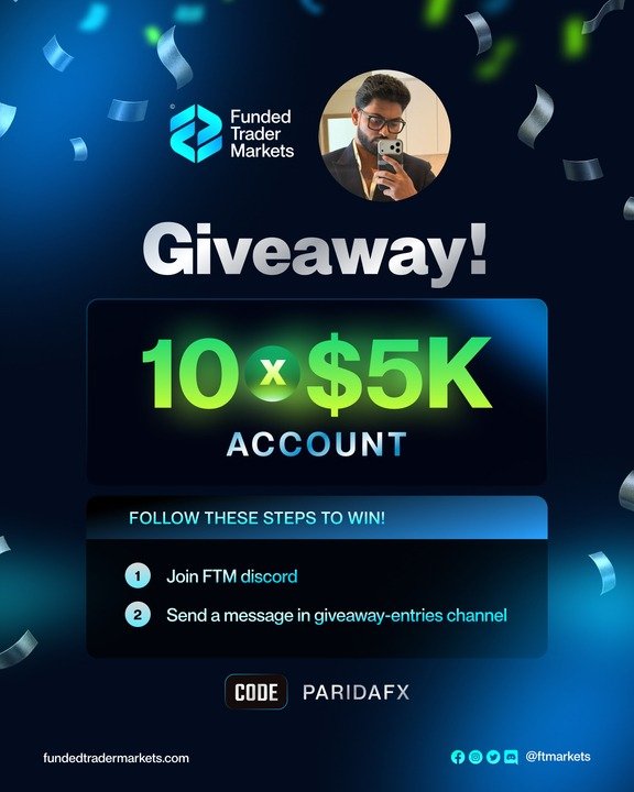 cryptoparida's tweet photo. 🏆 Paridafx x Funded trader markets giveaway .

10 x $5k  Account Giveaway 🏆

Step 1 : register using the link is must 
https://t.co/q39XZFYi4d

Step 2 :  join ftm discord 
https://t.co/Az0QuuTCpr

Step 3 : join my discord 
https://t.co/YLIFbjGoPS

Step 4 : Like, report and send successful registration screen shot in comments.
