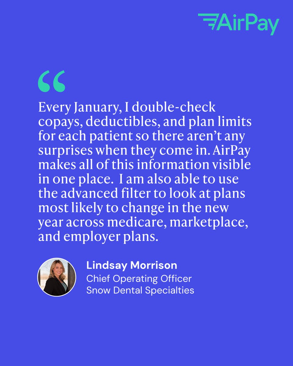 getAirPay's tweet photo. Dental offices are heading into the busiest and most impactful insurance season yet.
Read our full 2026 New Year Dental Insurance Guide to see how dental leaders prepare for January and start the year strong https://t.co/WqFJmGiQwt https://t.co/KvhLMlqqBa