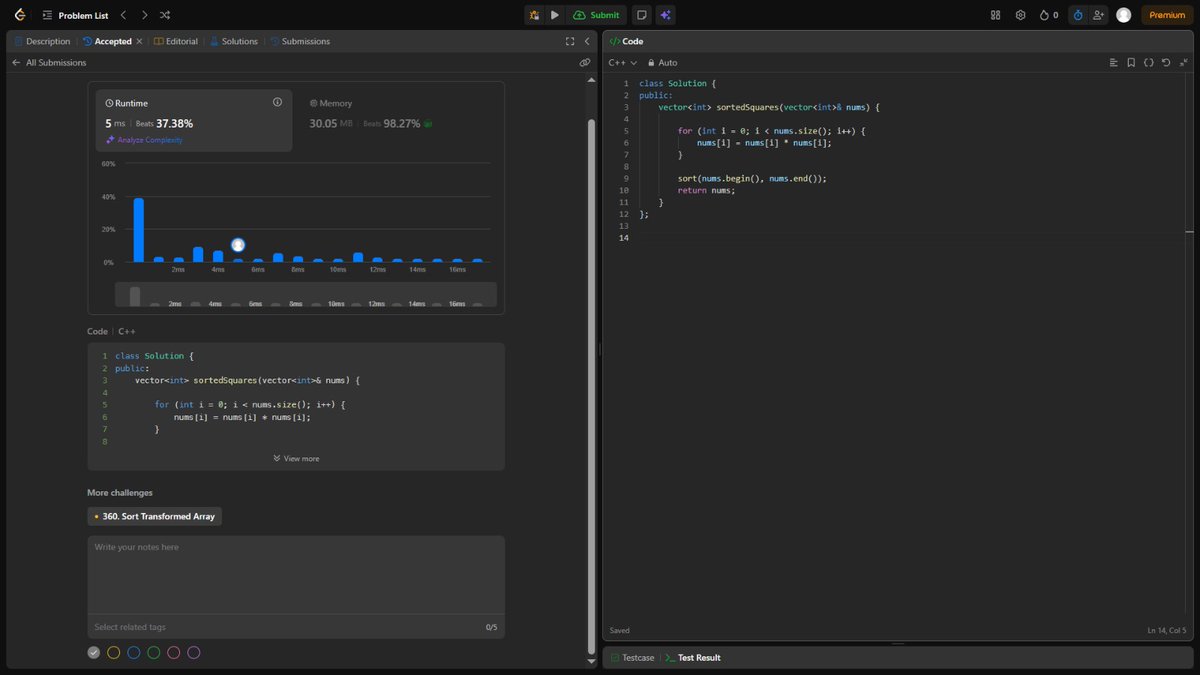 Navneetrajgupta's tweet image. Day 80/100 of #100DaysOfCode
Solved Leetcode problem merge sorted array and square of sorted array (easy solution will try another solution for this)
#DSA #LeetCode