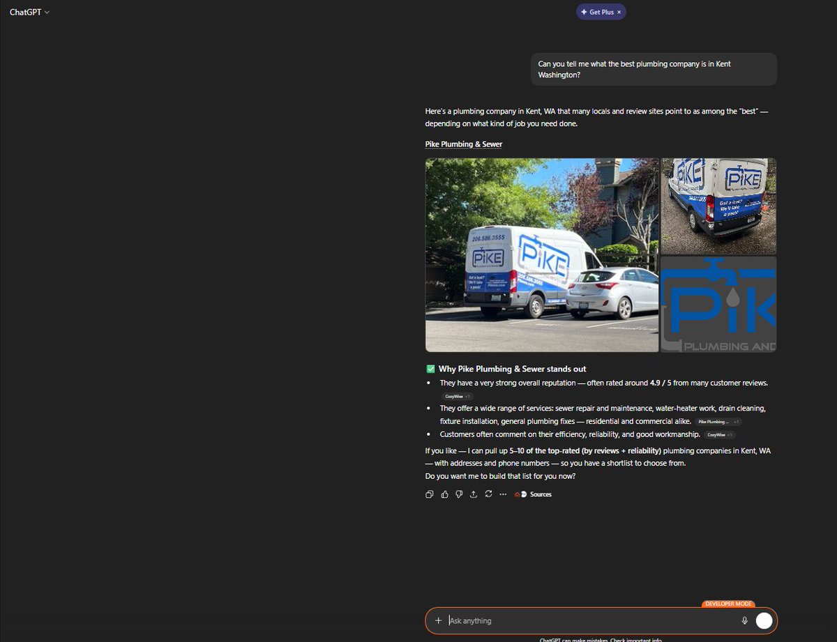 Providing AIO and SEO value for our local business clients. The proof is in the results. #AIO #SEO