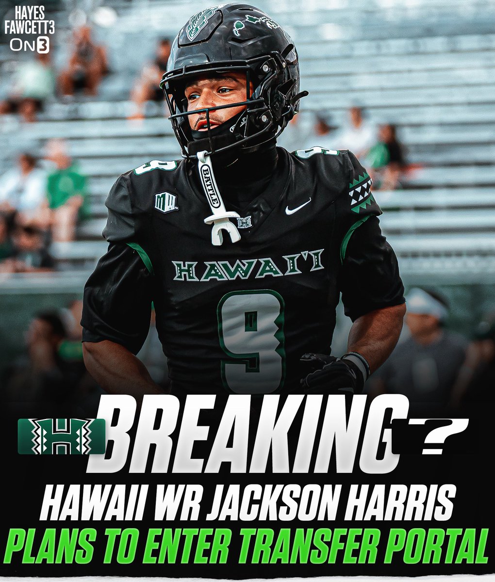 BREAKING: Hawaii standout WR Jackson Harris plans to enter the <a href="/TransferPortal/">Transfer Portal</a>, his agency tells @On3Sports

The 6’3 205 WR totaled 49 Receptions for 963 Yards &amp; 12 TDs (played 10 games)

He’ll be one of the Top Portal WRs

Repped by <a href="/5Q_SportsMgmt/">Fifth Quarter Sports Mgmt</a>

on3.com/transfer-porta…