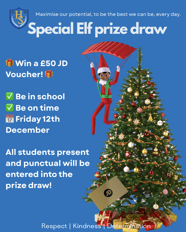 SchoolHeys's tweet photo. 🎄✨ The Elf on the Shelf has been busy at The Heys! ✨🎄
This Friday, 12th December, the Elf has left behind a special one‑off prize… a £50 JD voucher! 🛍️👟
All students who are in school on time will be automatically entered into the draw. Don’t miss out! https://t.co/ScTgEYS6QJ