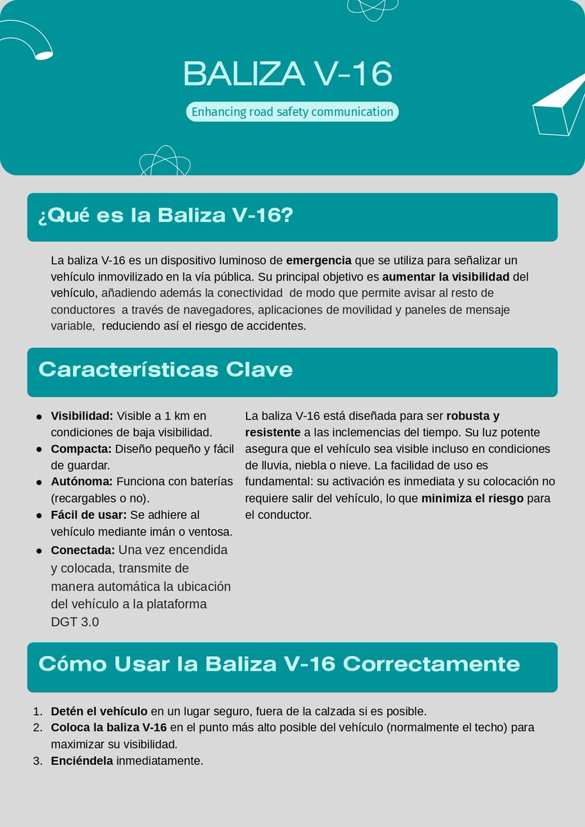 ATRADECO's tweet photo. A partir del 1 de Enero de 2026 será obligatorio llevar  en el vehiculo la Baliza V-16 conectada. Se prevén sanciones de hasta 80€ por no tenerla. https://t.co/VEciD7tFBw