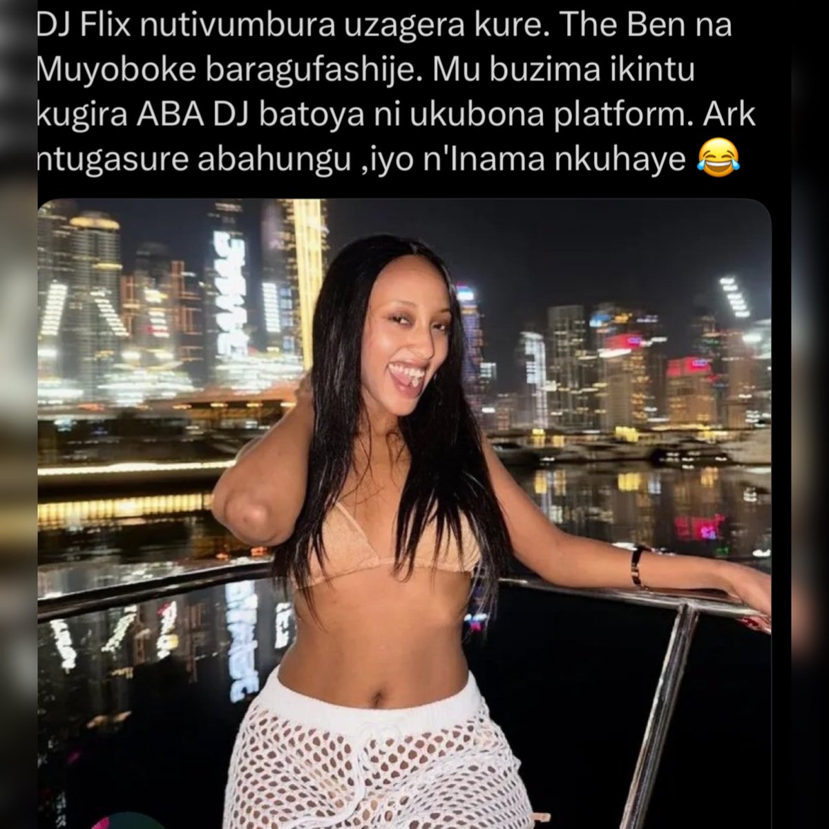 DJ Flix nutivumbura uzagera kure. The Ben na Muyoboke baragufashije. Mu buzima ikintu kugira ABA DJ batoya ni ukubona platform. Ark ntugasure abahungu ,iyo n'Inama nkuhaye 😂