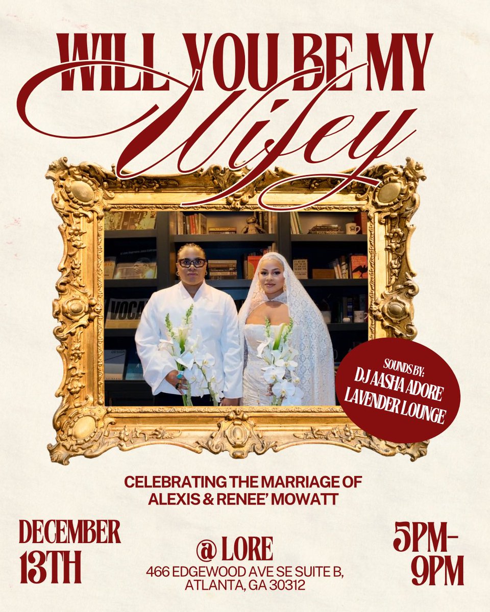 SATURDAY we’re celebrating my marriage to my beautiful wife, Renee’. Come turn up with us! The DJs will be spinning our favorite Atlanta &amp; Florida throwbacks, and we’ll be dancing all night.
This is a ticketed event. Everyone’s welcome 

wifey12.eventbrite.com