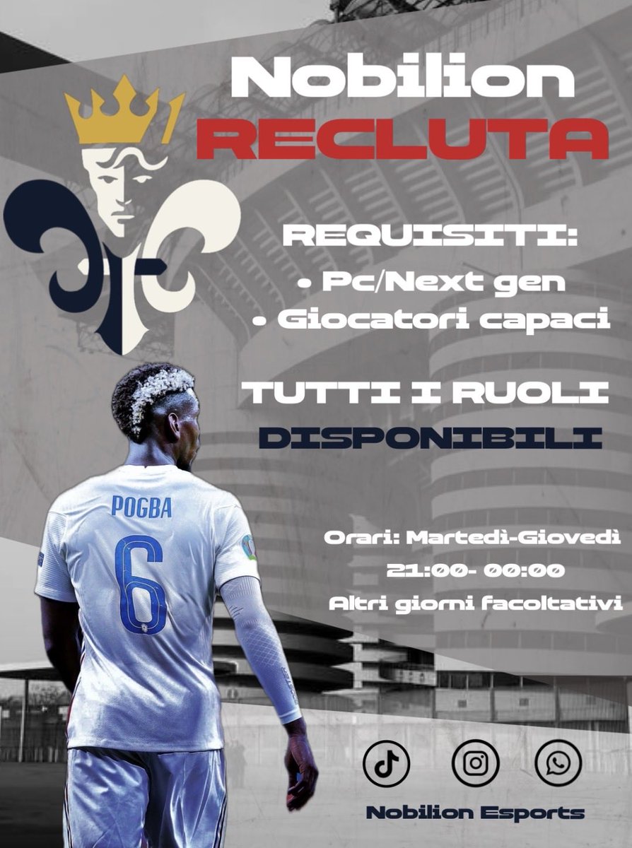 chat.whatsapp.com/KgrvrDEyUntKHq…

Nasce ⚜️| NOBILION |⚜️ con un solo obbiettivo: DOMINARE.

Chi cerchiamo:
- Giocatori seri e capaci
- ⁠Tutti i ruoli DISPONIBILI 
❗️NO PERDITEMPO❗️

Cosa offriamo:
- Team serio 
- Ragazzi pronti ad aiutarvi
- Moderatori professionali