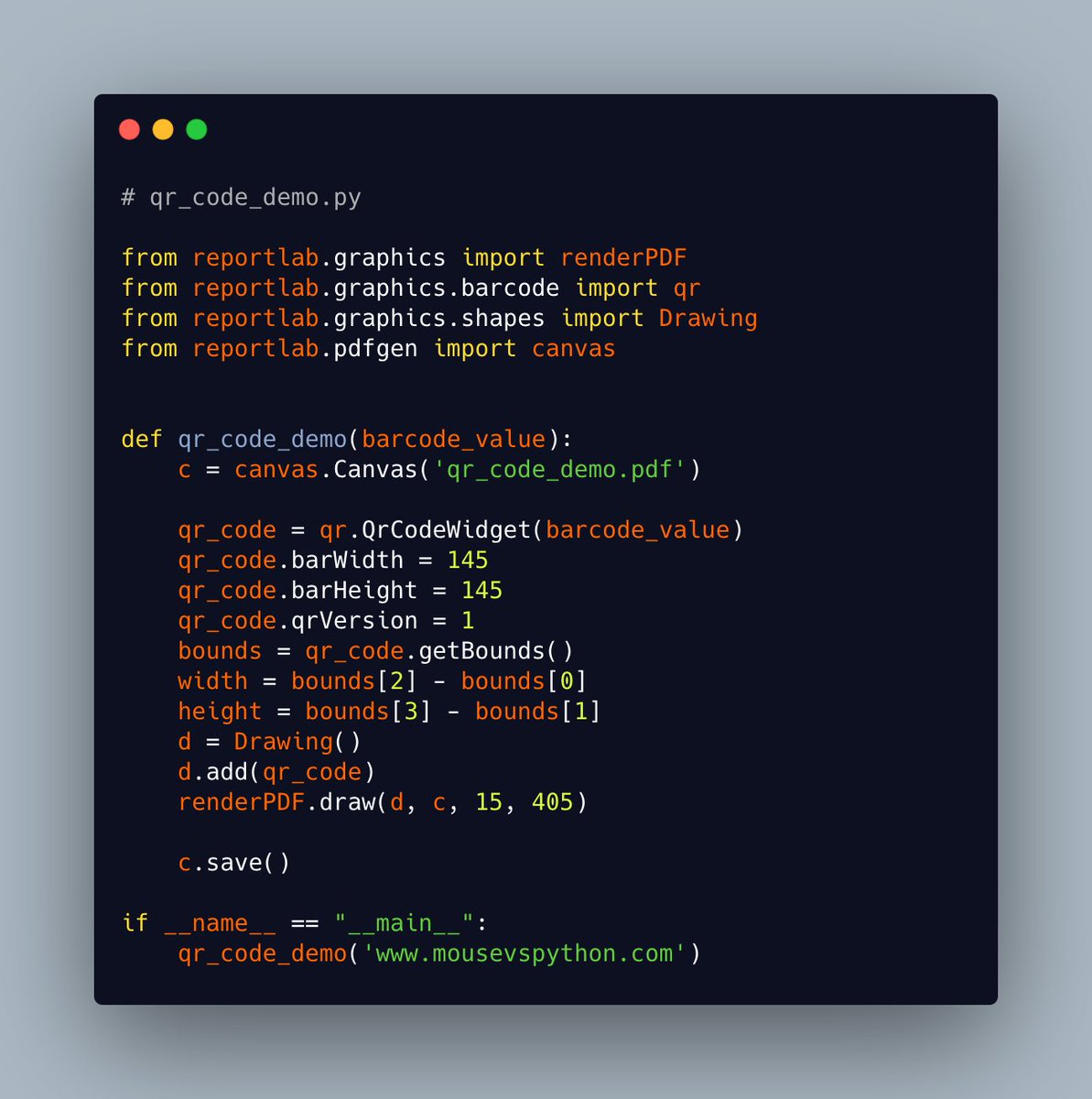 driscollis's tweet photo. How to create a QR code in a PDF using #Python and #ReportLab https://t.co/yf4HoVuYxK
