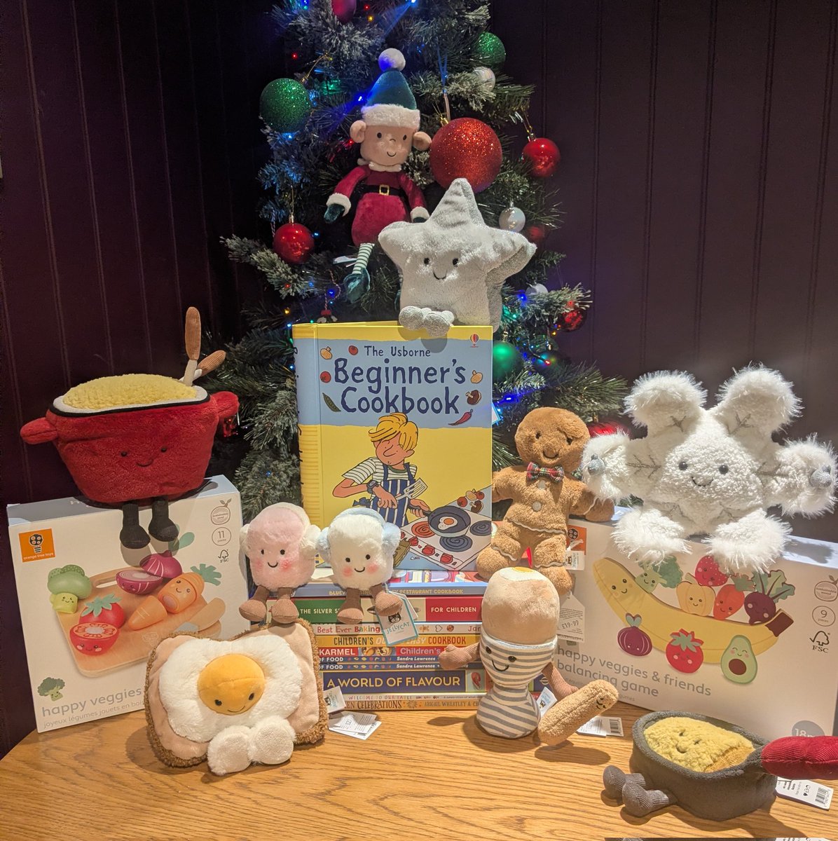 WaterstonesAlty's tweet photo. Continuing the foodie theme for Day 10 of our Kids' #AltyAdvent with cookbooks for budding chefs, Jellycat food friends and @OrangeTreeToys wooden veg for the littlest cooks among us! https://t.co/VIBlC9B5ye