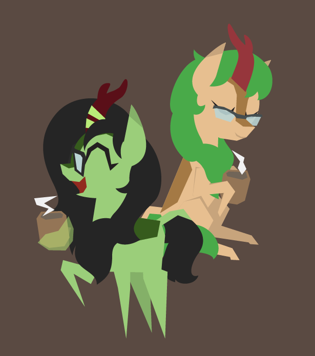 2 kirins enjoying some hot cocoa