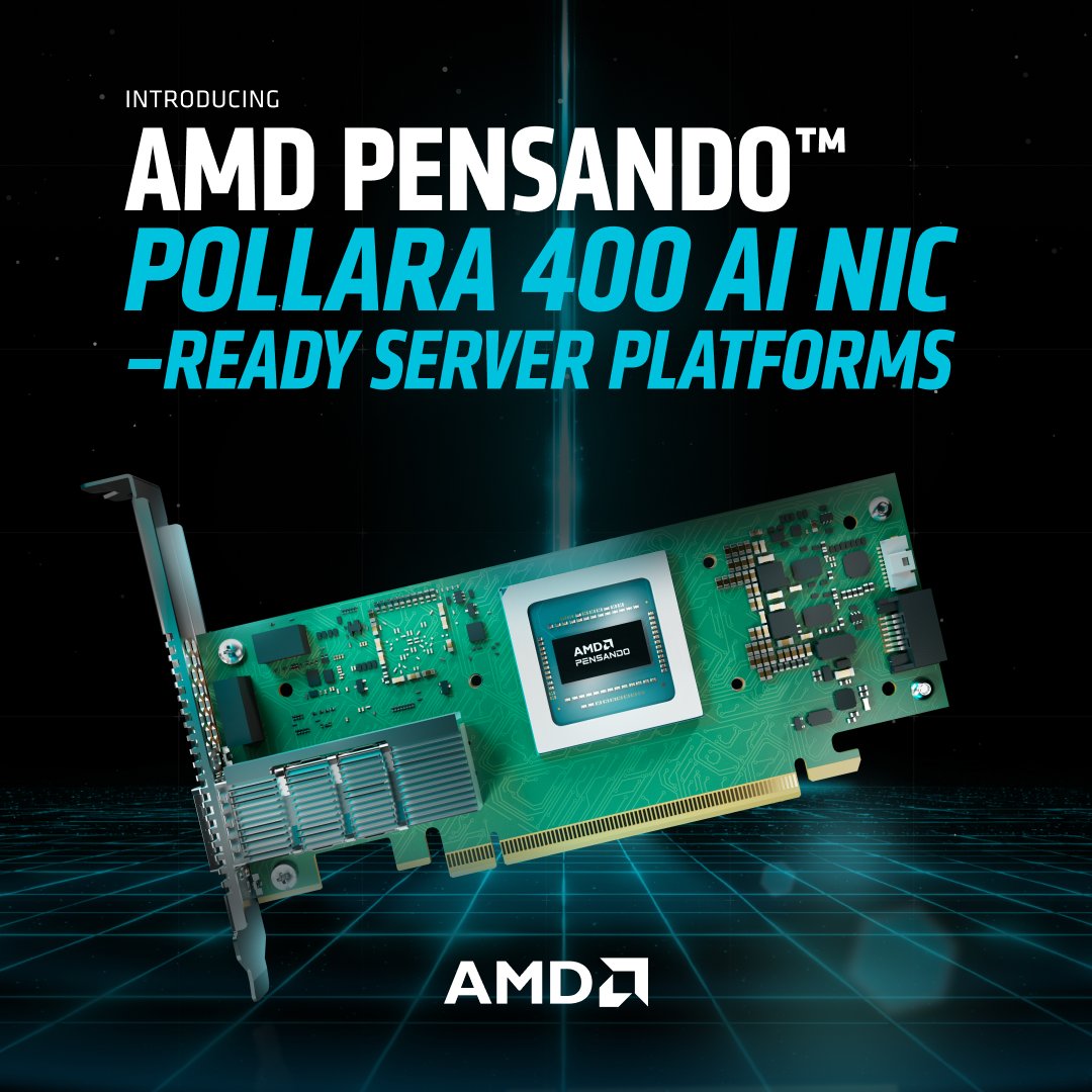 Introducing AMD Pensando Pollara 400 AI NIC–Ready Server Platforms, built with leading OEM/ODM partners.

Together, we’re enabling high-performance AI networking for training &amp; inference at scale. Learn more: amd.com/en/blogs/2025/…