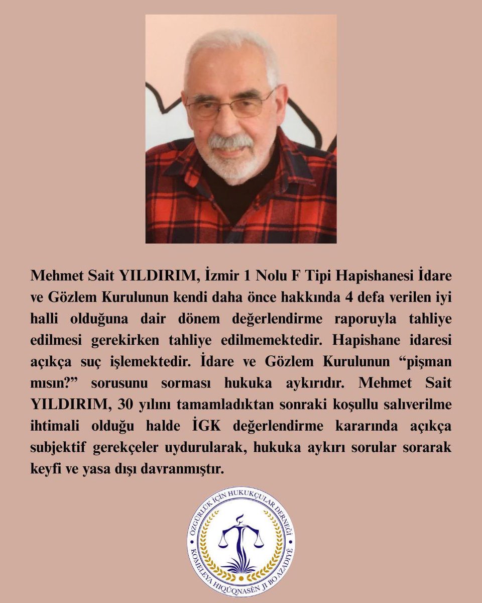 Özgürlük için Hukukçular Derneği tweet media