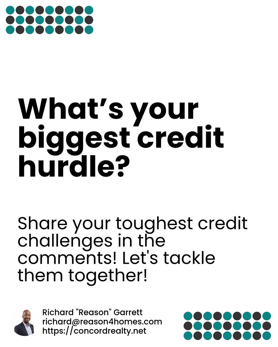 Reason1041's tweet image. Struggling with getting that dream home loan in Clarksville? 🏡 Boost your credit with these tips: automate bills, lower card balances, and don’t skip on savings! 🔄 It’s all about those baby steps. What’s your biggest credit challenge? Share below! #ClarksvilleRealEstate