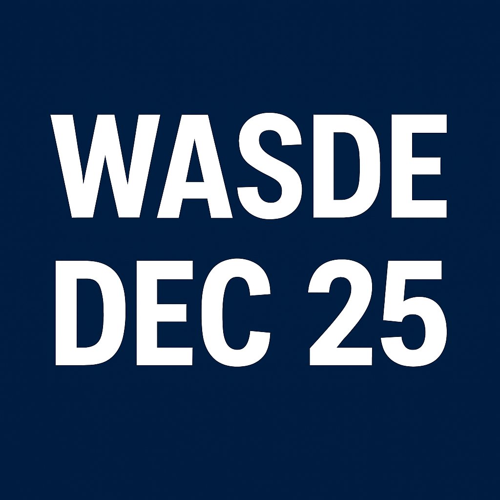 🌾🔥 #WASDE DEC25

#Corn 🚜: US exports 🚀 +125M bu → ending stocks down 📉.
#Wheat 🌍: global production +7.5Mt 💪, big crops in 🇨🇦🇦🇷🇪🇺 → stocks up 📈.
#Soymeal 🟫: steady worldwide, slight stock build 🔄.
Markets watching demand + weather risk 👀

 #AgTwitter #Grains  🌽🌾