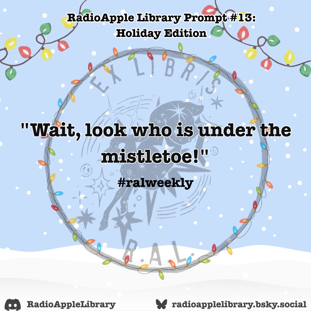radioapplelibr's tweet photo. Radioapple Library Weekly Prompt 13: Holiday Edition! 
 Feel free to create anything you want, both writing and art.  Use the tag #ralweekly so we can see!  You can also add to our ao3 collection! 
https://t.co/UFWA4PkZKe

#radioapple #appleradio  #bambilu https://t.co/iH9zKCM9mM