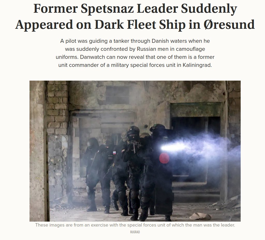 🚨🇩🇰🇷🇺 Nouvelles révélations sur les passages de la flotte fantôme russe

On savait grâce à <a href="/DanWatchDK/">Danwatch</a> que des hommes en uniforme embarquaient sur les pétroliers fantômes 🇷🇺.
Un leak a permis d'identifier l'un d'eux comme un ex-commandant d'unité Spetsnaz de Kaliningrad.