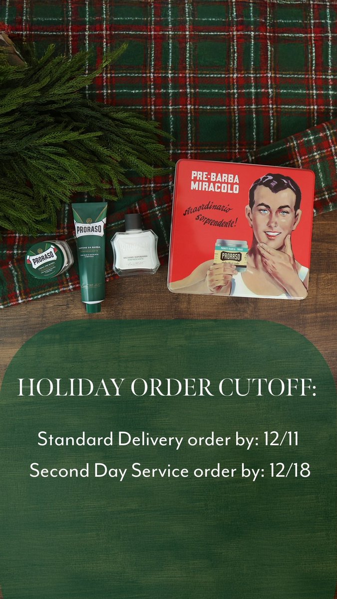 ProrasoUSA's tweet photo. Order by tomorrow 12/11 for Standard Delivery before Christmas! 🎄🎁🪒

Shop now: https://t.co/S2EruH0APp https://t.co/N8XNa2CSaX