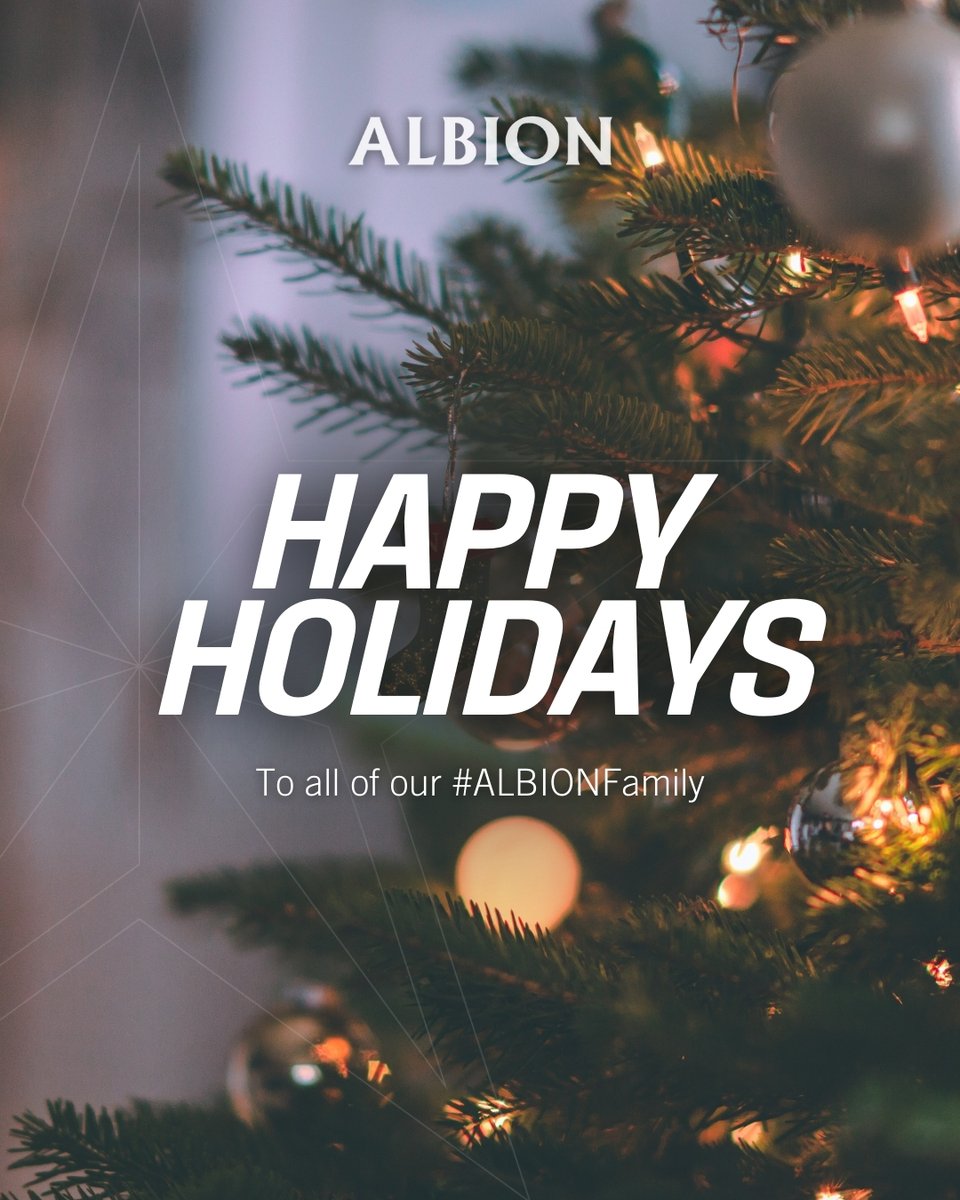 AlbionSc's tweet image. Sending cheerful holiday greetings from our #ALBIONFamily to all of you!
Wishing a season full of happiness, cozy moments, and time spent with the ones who matter most. 🎄✨

#HAPPYHOLIDAYS
#ALBIONNation
#WERALBION