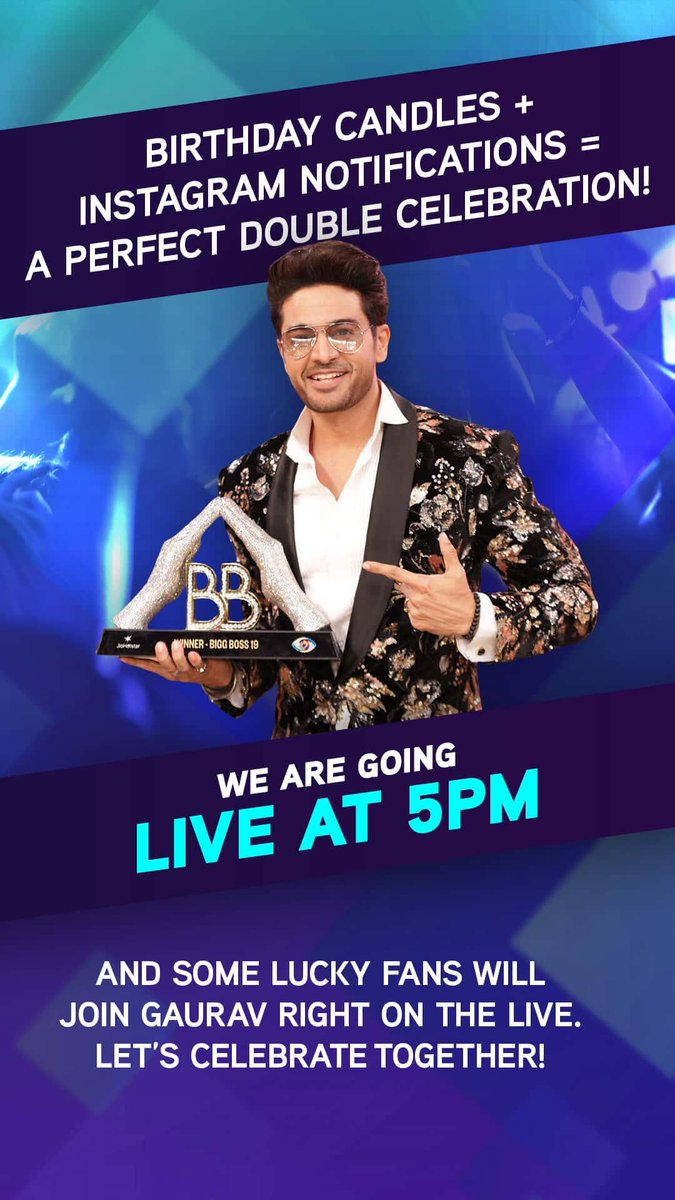 gauravklovers's tweet photo. #KhannaKaKhaandaan double celebration for u all , Gaurav will be coming live on Insta at 5PM &amp; Will join the Twitter space at 5:45 PM , do join both live &amp; space🔥

#GauravKhanna𓃵 

HBD WINNER GAURAV KHANNA https://t.co/dXpX3yO9QK