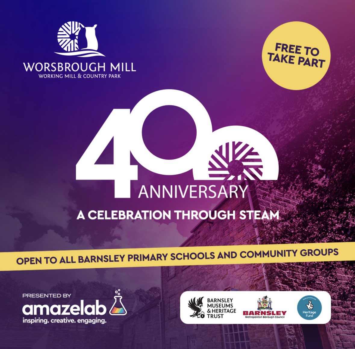 🔥 Barnsley schools &amp; groups – join the #WorsbroughMill400 STEAM celebration! 🎉
✨ Free activity packs in Jan with fun challenges inspired by 400 years of heritage.
📩 Reserve now: info@amazelab.co.uk

Let’s celebrate through Science, Tech, Engineering, Arts &amp; Maths! 🚀