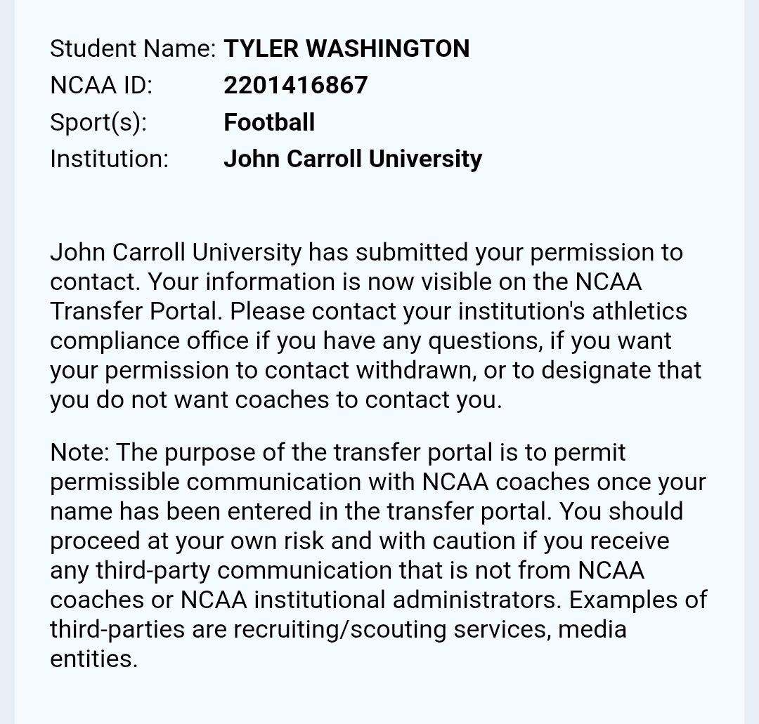 I have entered the transfer portal with 3 years of eligibility remaining. Film available upon request. Ready for the Spring.
