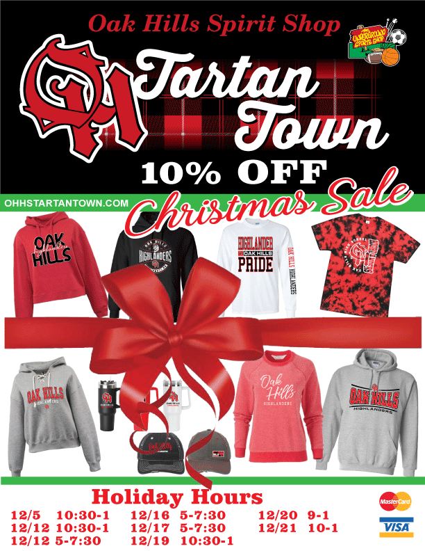 🎄<a href="/Undergroundss22/">Underground Sports Shop</a> Holiday Sale! 
Stop by Tartan Town for all your Highlander Essentials!
🛍️ Holiday Hours:
12/12: 10:30am–1:00pm &amp; 5:00pm–7:30pm
12/16:  5:00pm–7:30pm
12/17:   5:00pm–7:30pm
12/19:  10:30pm–1:00pm
12/20:  9:00pm–1:00pm
12/21:  10:00pm–1:00pm
Finish your holiday