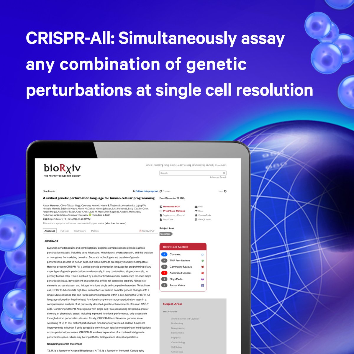 10xGenomics's tweet image. See science fiction become reality in this preprint from @Stanford &amp;amp; @arcinstitute researchers. Their method, #CRISPR-All, screens any combination of genetic perturbations in individual cells using a single DNA sequence. Learn how: bit.ly/4pv8E9c